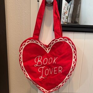 Red Heart-Shaped 'Book Lover' Tote Bag Barnes and noble